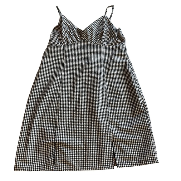 SO Dresses & Skirts - Retro Black White Gingham Plaid Cami Dress with Side Slit Size 13‎